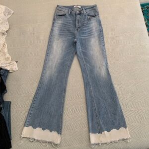 962 - Risen Jeans - High Rise Flare - Bleach Dipped Hem